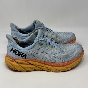 Hoka One One Clifton 8 Womens 10 B Blue Lightweight Running Shoes Sneakers FLAWS